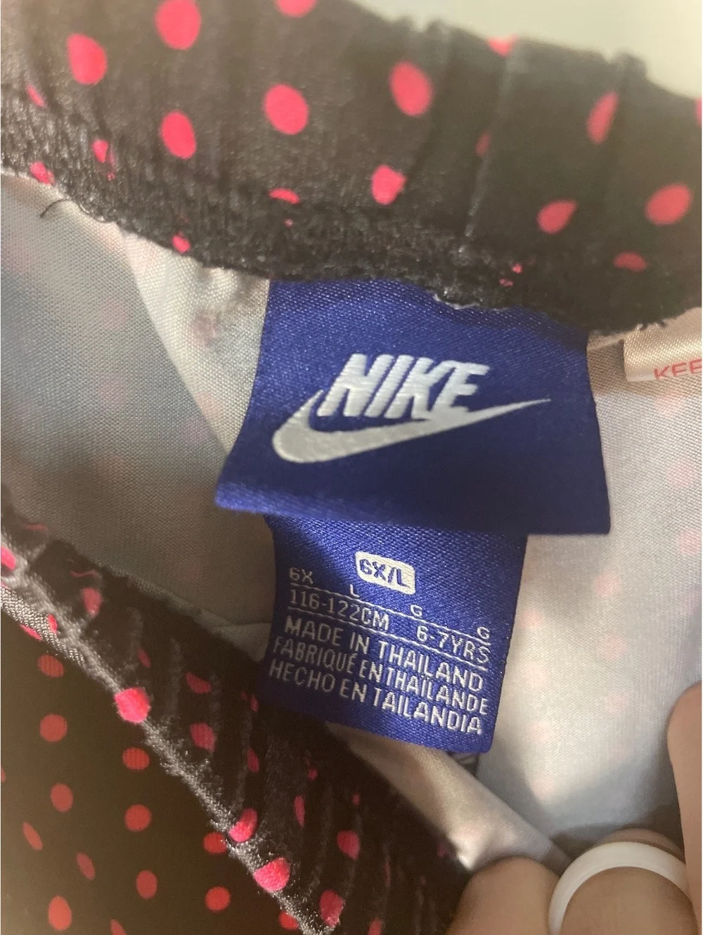 Nike Black Pink Polka Dot Leggings Girls Size 6X 6-7 Years Athletic Pants Logo